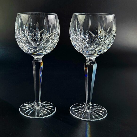 Vintage - Hock Wine Lismore by Waterford Crystal - Set of 2 - 7 3/8